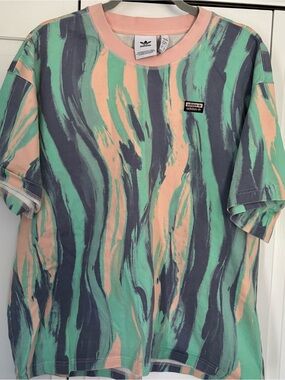 adidas Short Sleeve Tee in Peach, Mint & Charcoal